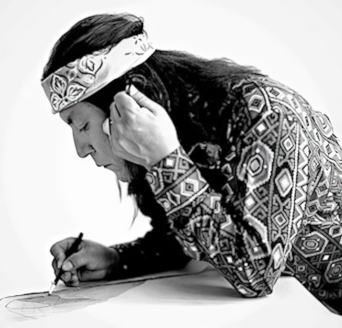 R.C. Gorman at work circa 1975