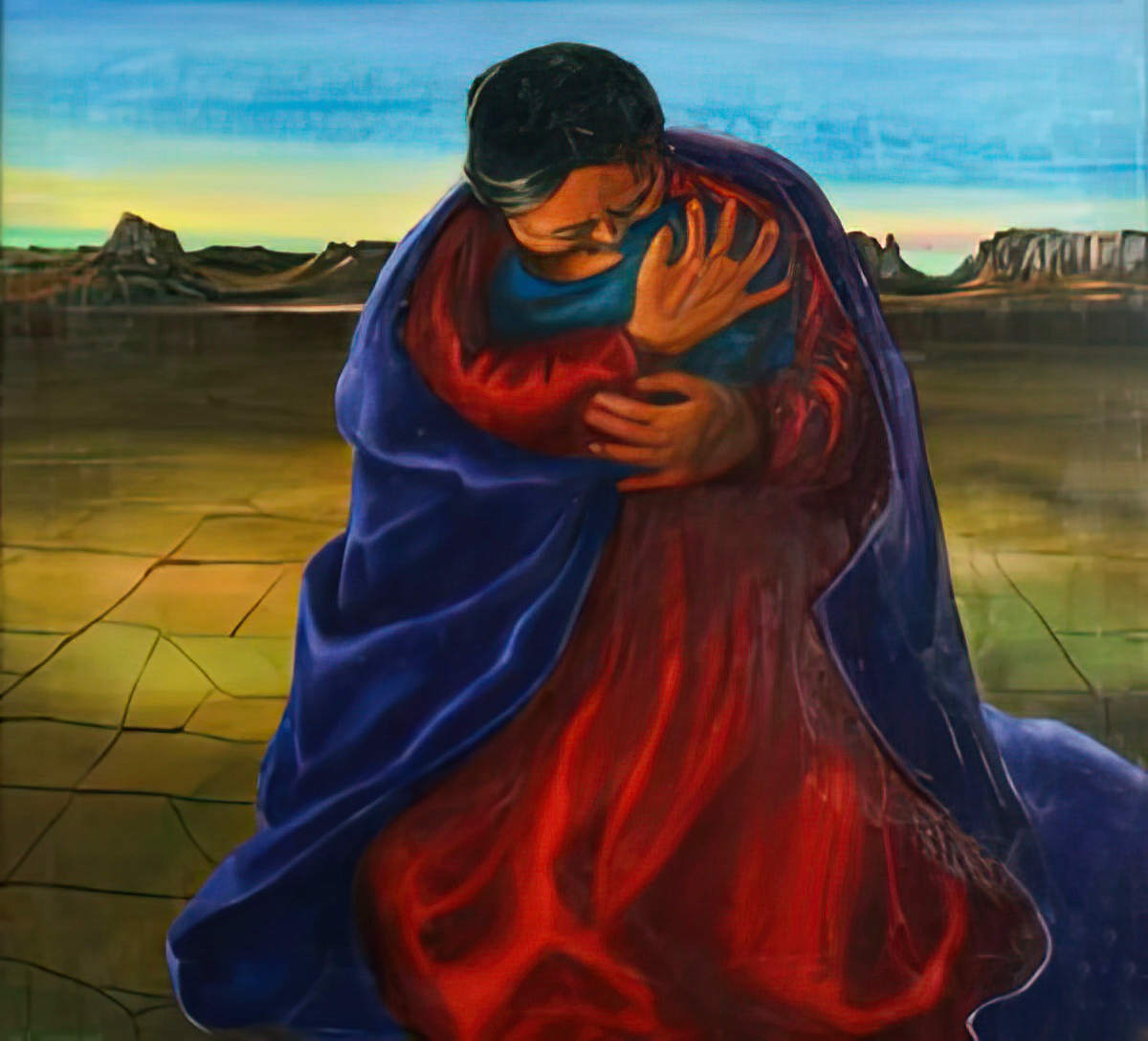 R.C. Gorman - Desert Mother (Oil on Canvas)