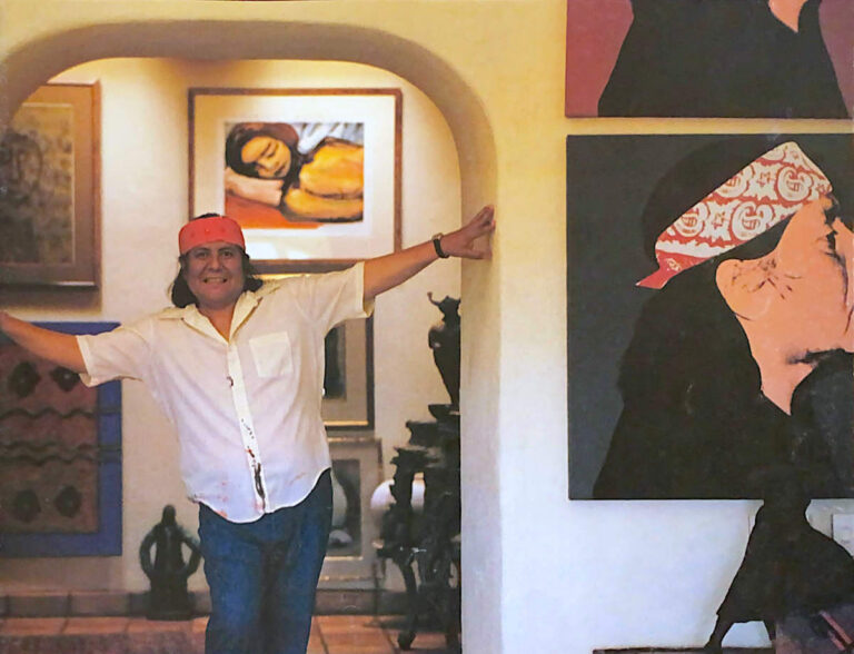 R.C. Gorman in home and gallery after working on art
