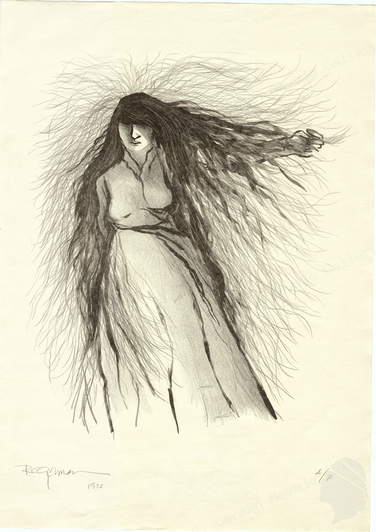Woman with Blowing Hair