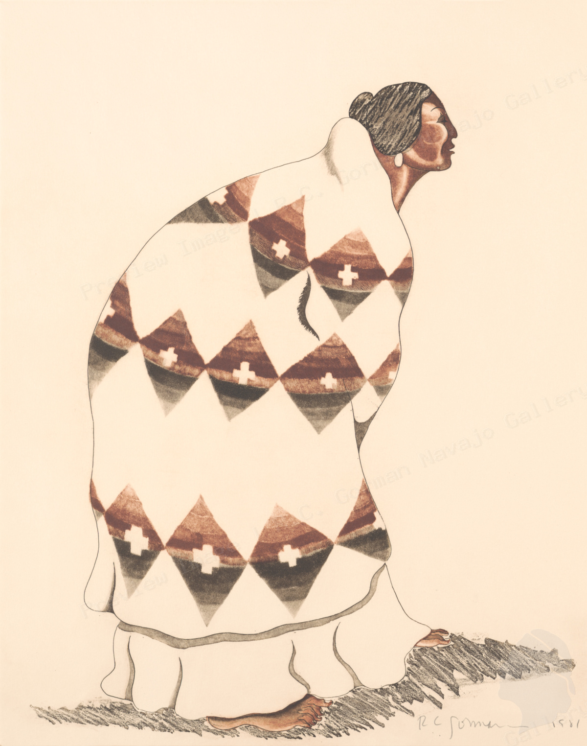 Woman with Pendleton Blanket St I