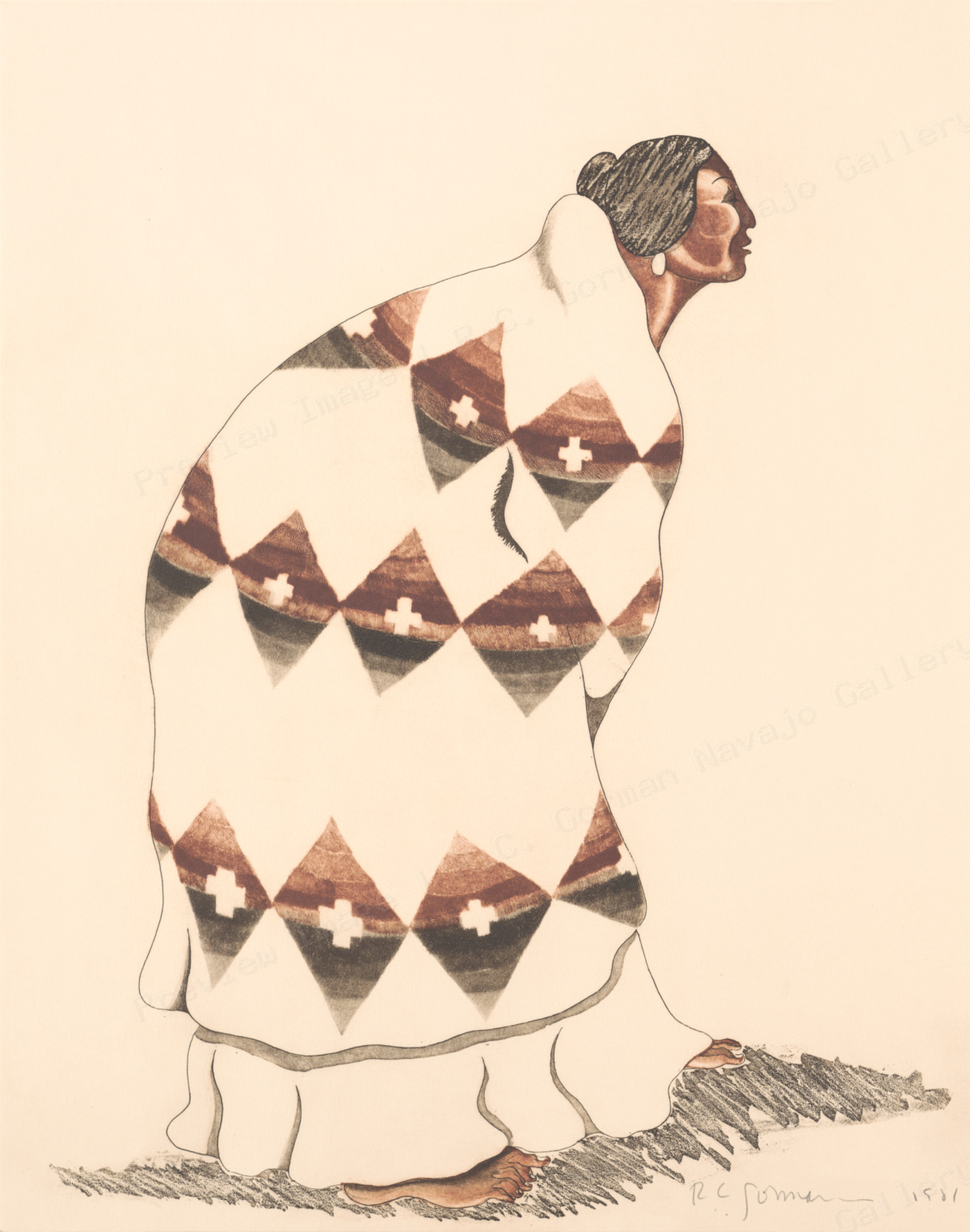 Woman with Pendleton Blanket St I
